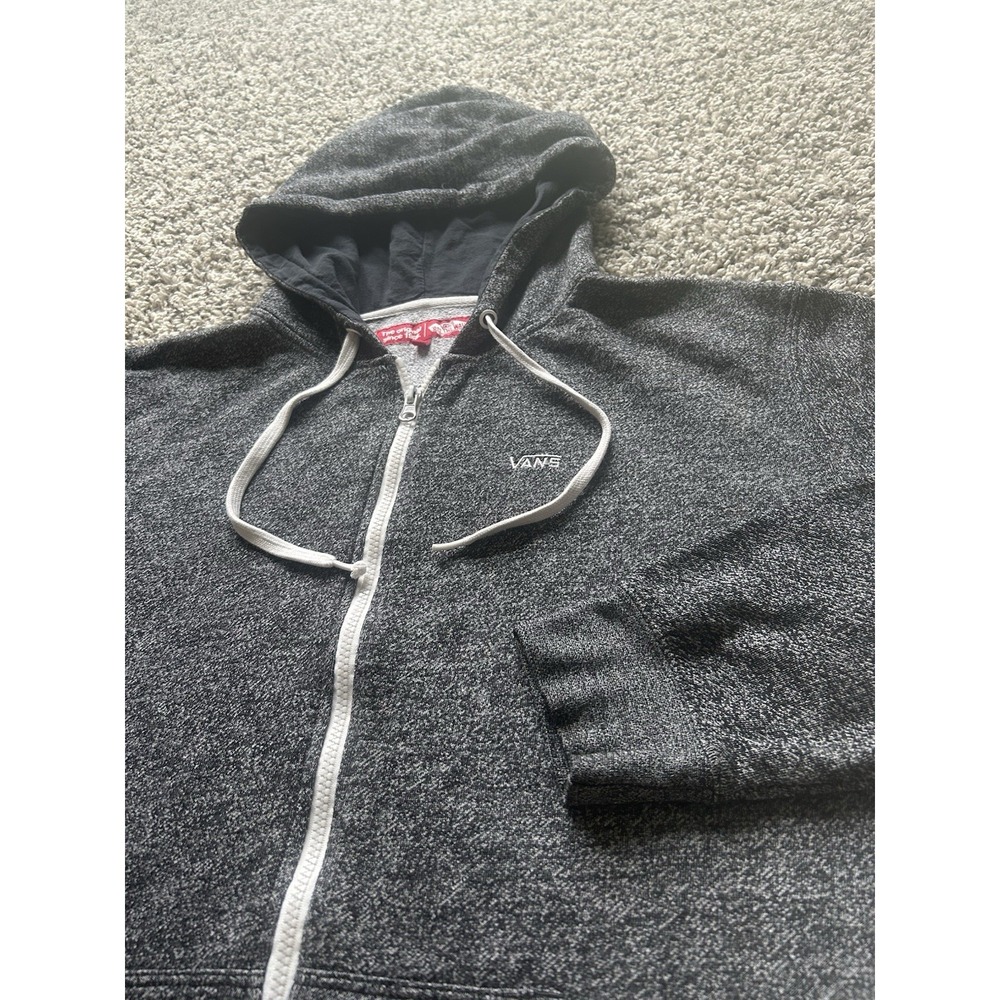 Vans Men's Large Heather Dark Grey Full Zip Hoodie Sweatshirt